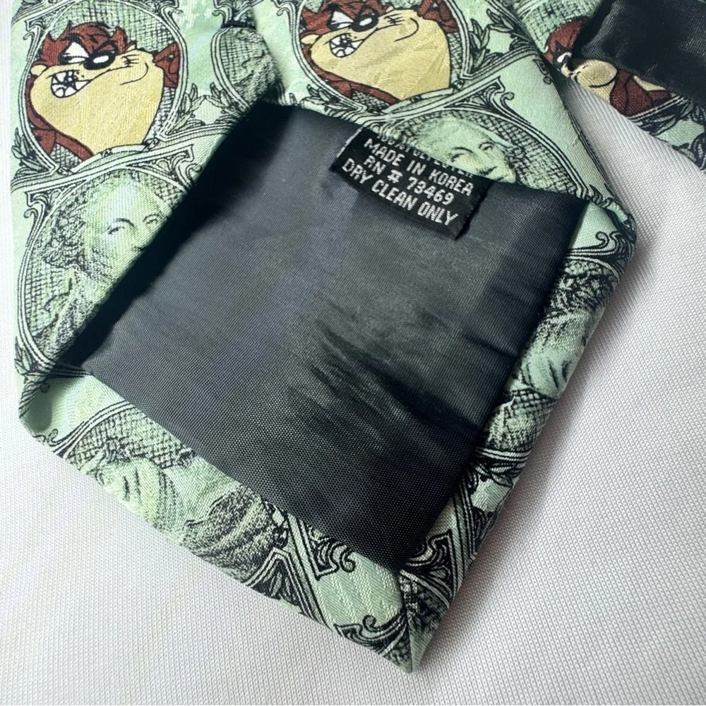 Looney Toons Tazmanian Devil Taz Dollar Bill Vintage Collectible Tie